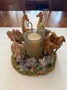 Noahs Ark Candle Holder  Noah w/Circle of Animals   FAULOUS RARE